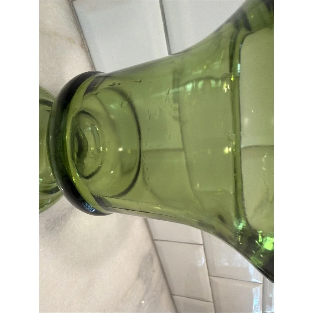 Vintage Indiana Glass Green Footed Pedestal‎ Urn Vase Pressed Glass MCM 6